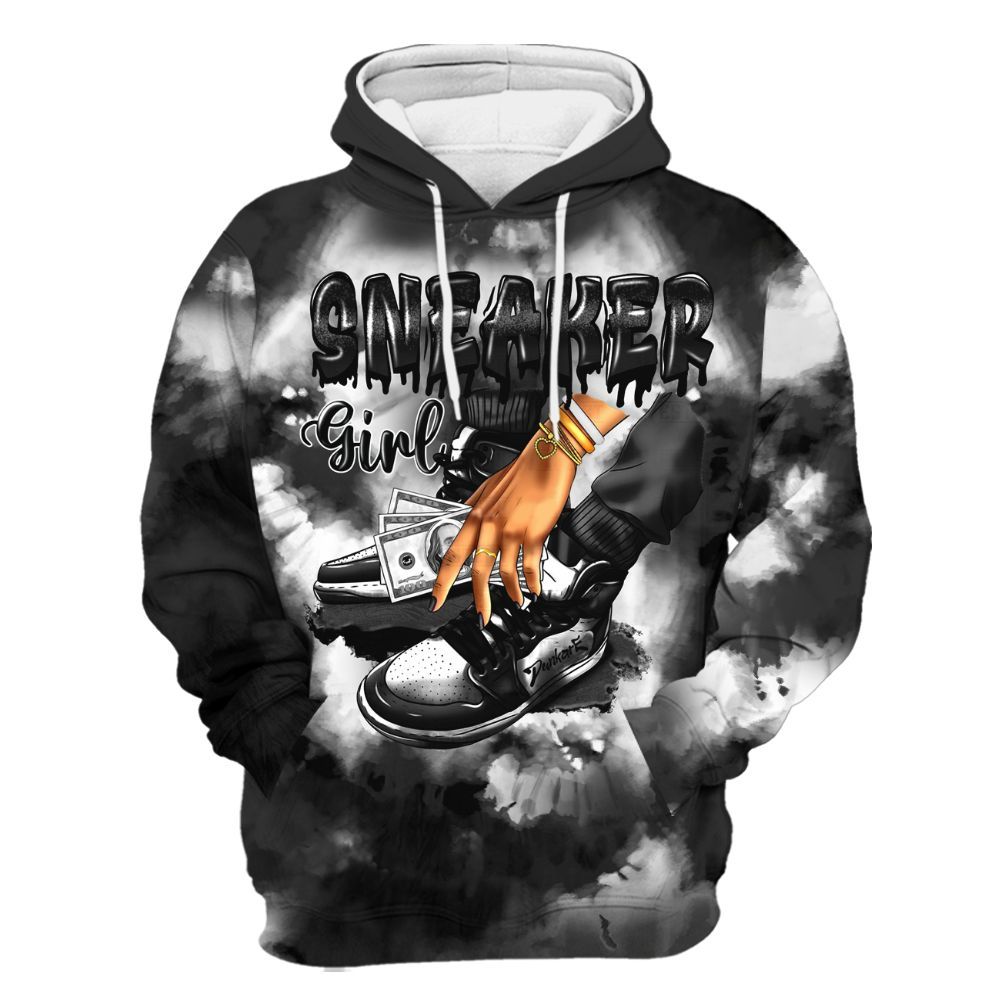 Hoodie To Match White Thunder 4s - SNEAKER Girl Money Drip Tie Dye All Over Print