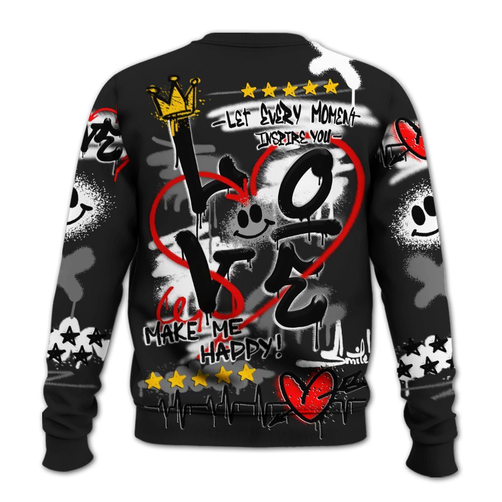 Sweatshirt To Match Baroque Brown 12s - Happy Love Beats Graffiti Streetwear All Over Print