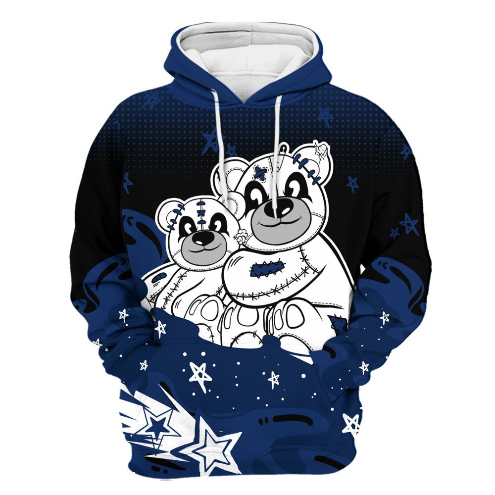 Hoodie To Match High OG Deep Royal Blue 1s - Sincere Fondness Bear Stars All Over Print