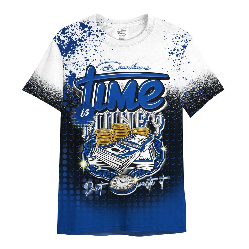 Shirt To Match Hyper Royal 12s - Halftone Time Is Money All Over Print