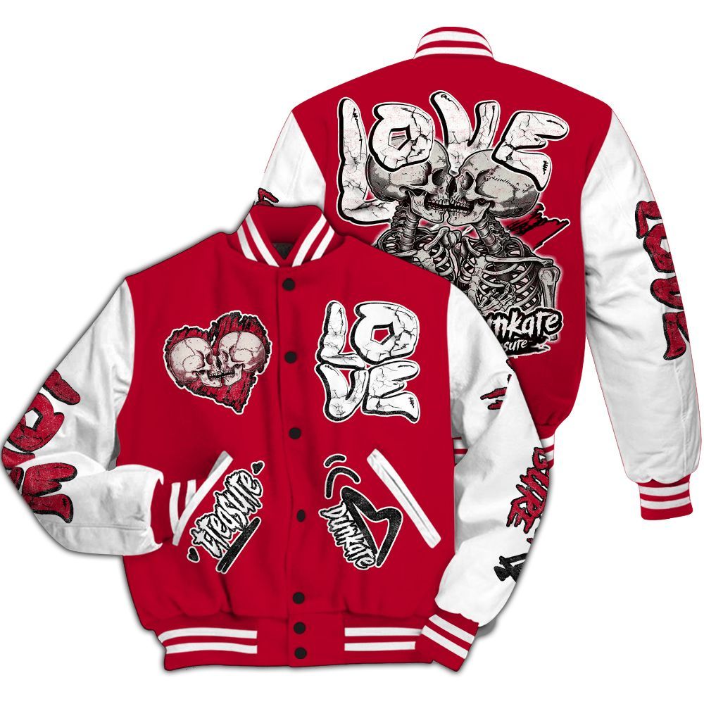 Varsity Jacket To Match Retro Chicago 2s - Skull Love All Over Print