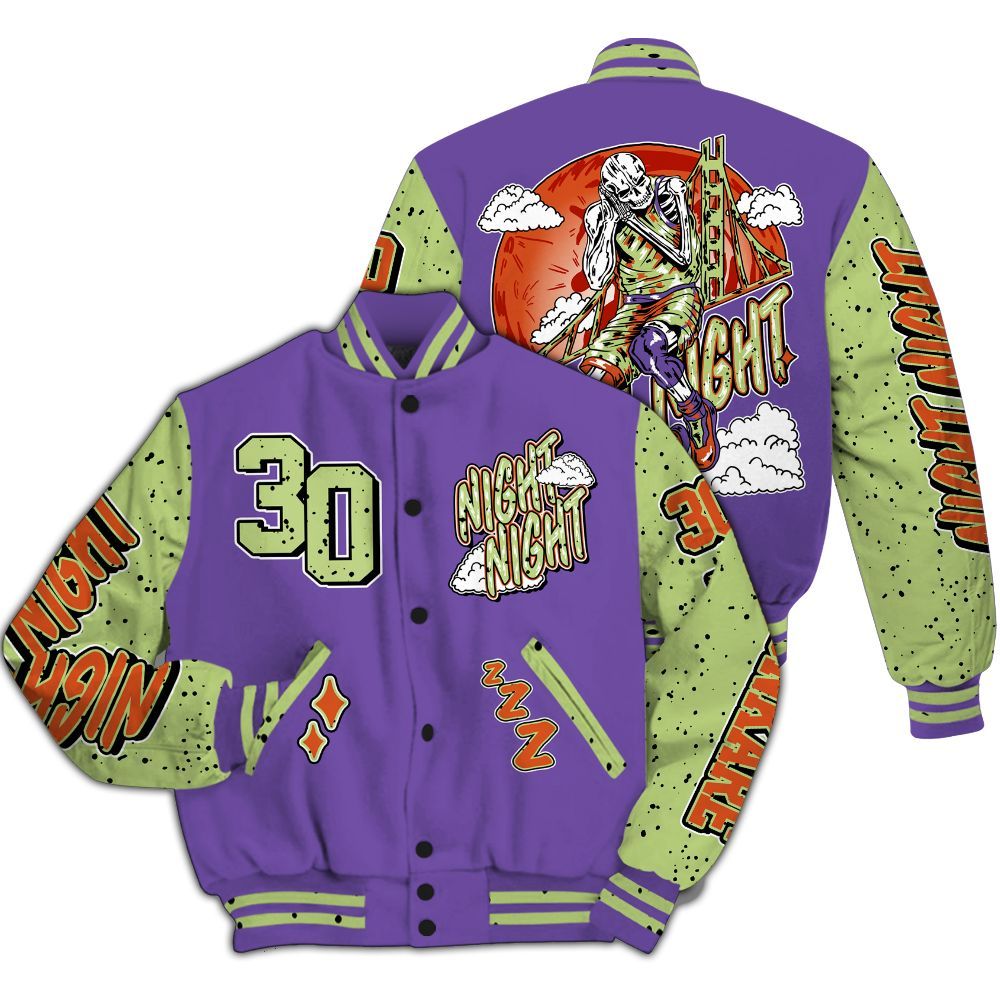 Varsity Jacket To Match Canyon Purple 4s - Seeya Skeleton All Over Print