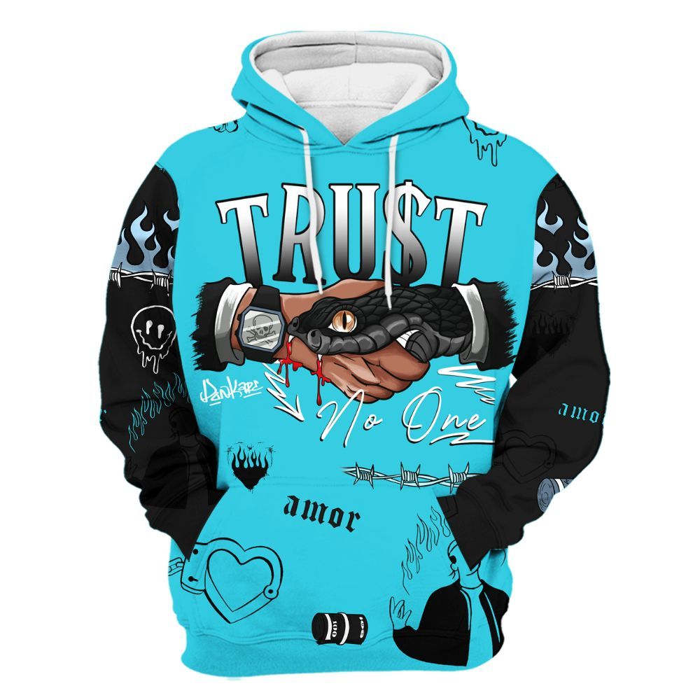 Hoodie To Match Retro Gamma Blue 11s - Snake Trust No One All Over Print