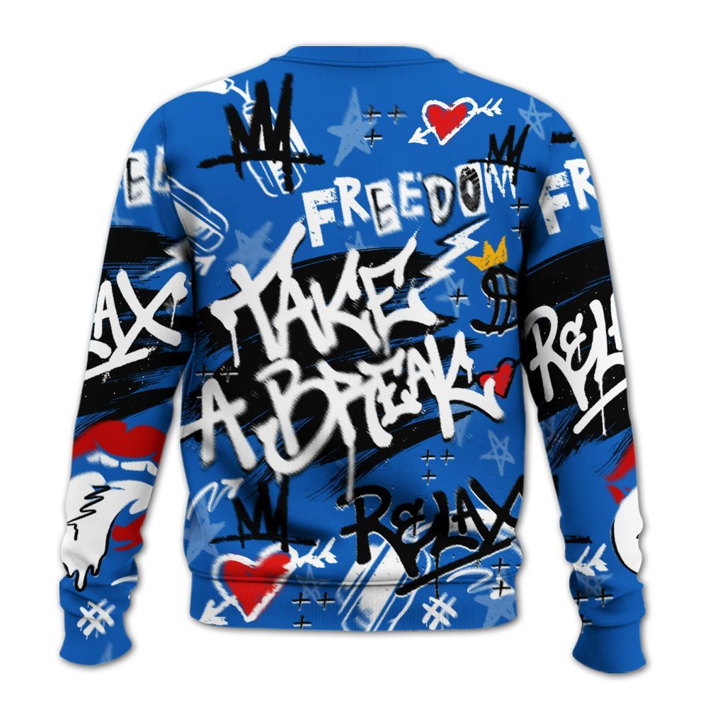 Sweatshirt To Match Kobe 6 Game Royal - Take Break Freedom Graffiti Streetwear All Over Print