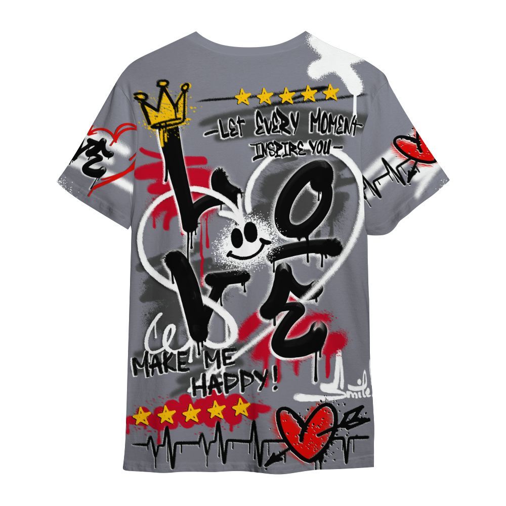 Shirt To Match Retro Black Flint 13s - Happy Love Beats Graffiti Streetwear All Over Print