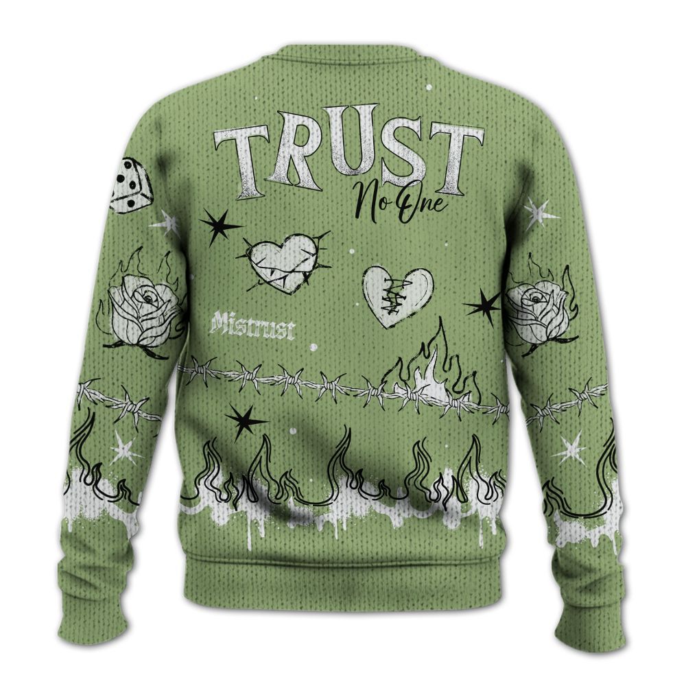 Knitted Sweater To Match Oil Green 4s - Trust No One Snake-Bite Doodle Crayon