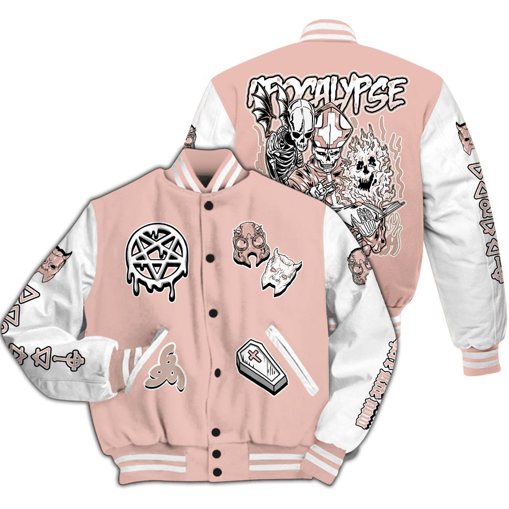 Varsity Jacket To Match Dunk Low Pink Velvet - Apocalypse Skeleton All Over Print