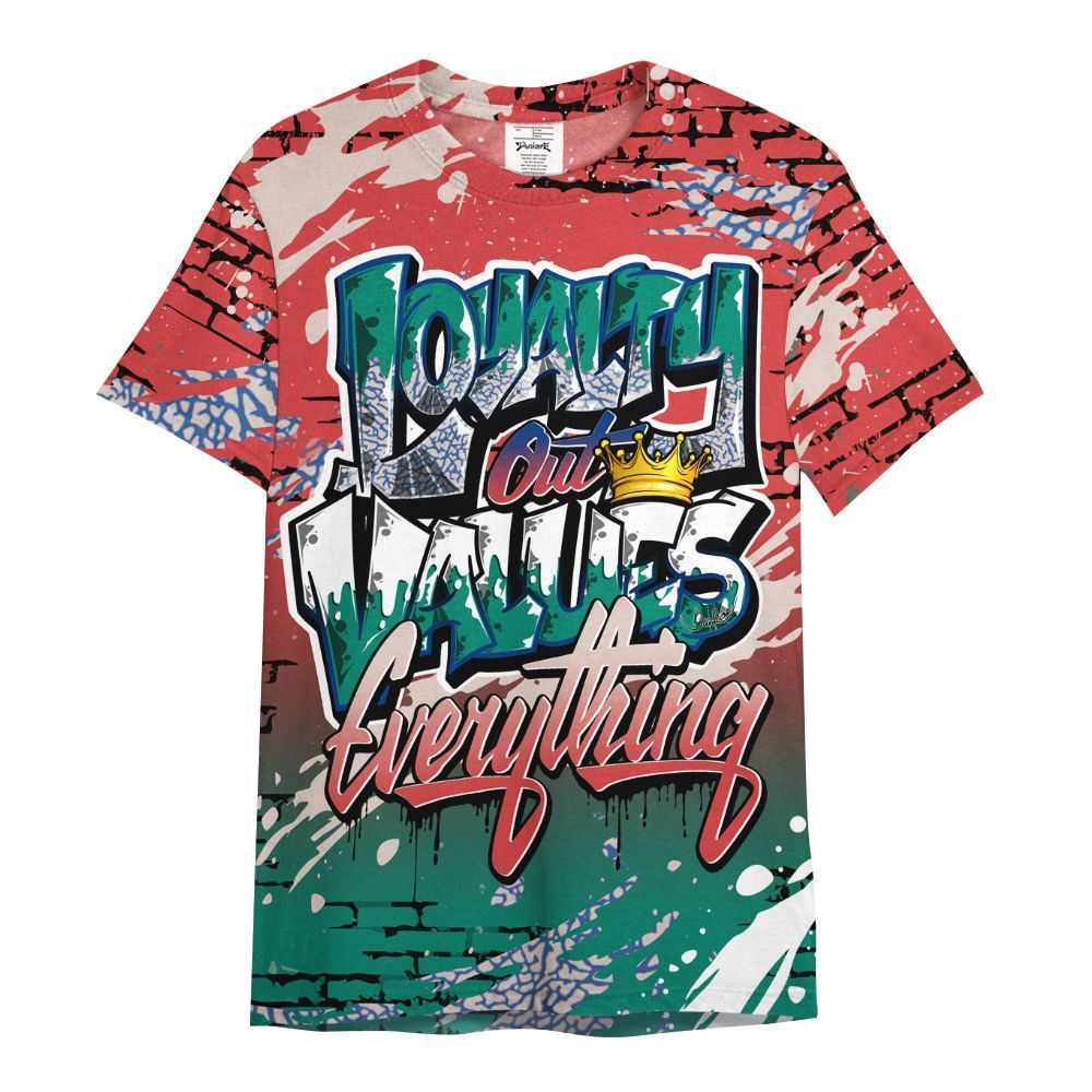 Shirt To Match Retro Chalk & Track Red 3s - Values Of Loyalty Drip All Over Print