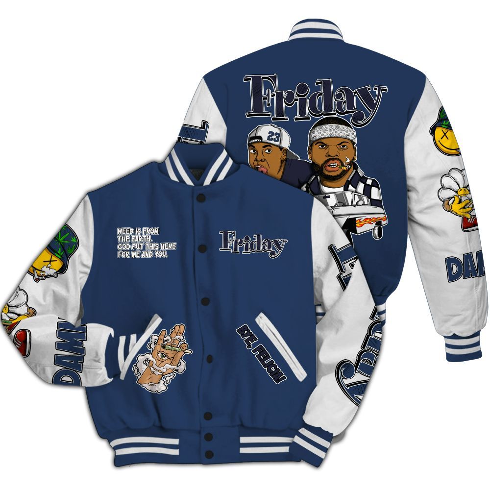 Varsity Jacket To Match Low 85 Metallic Blue 1s - Friday Sneaker Stress Style All Over Print