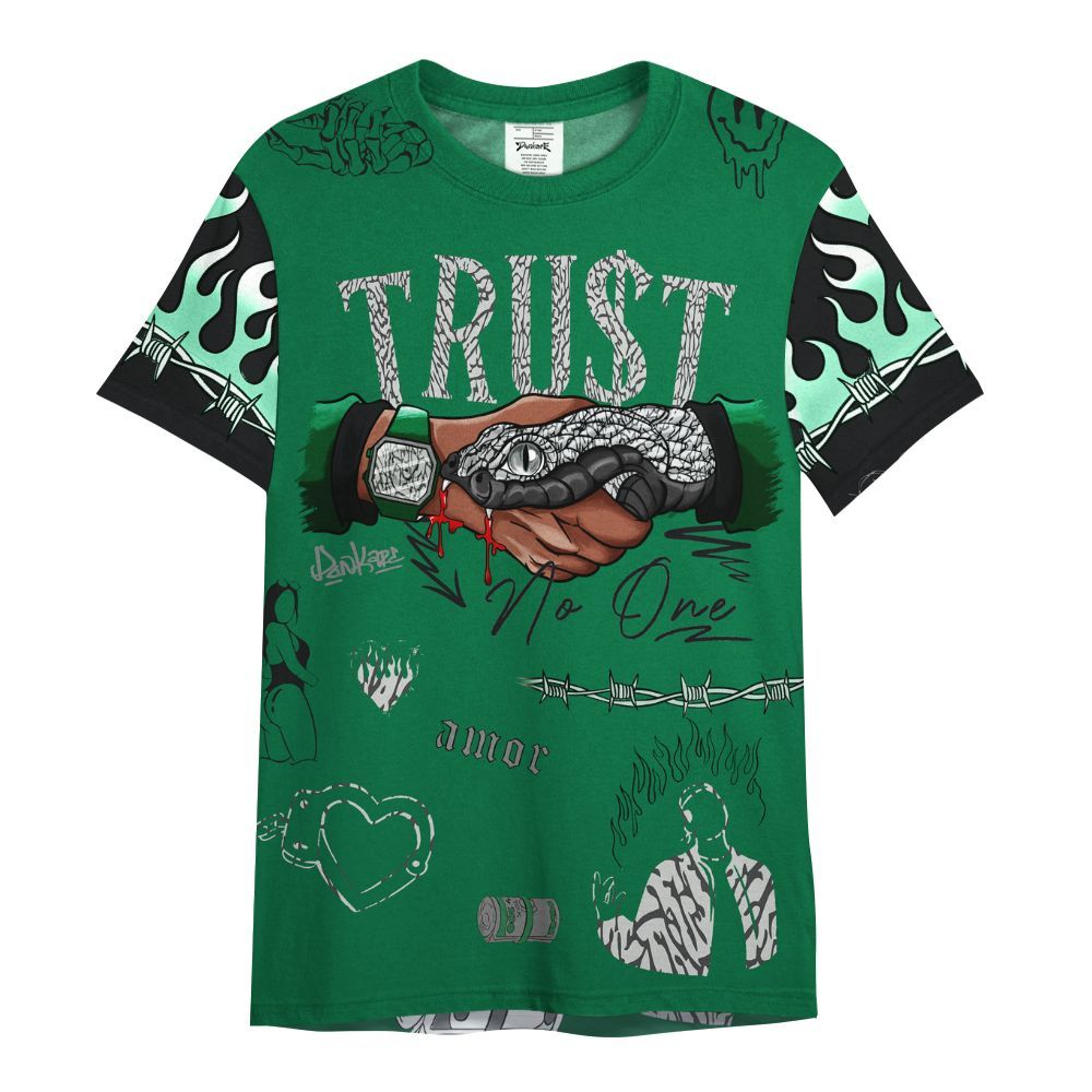 Shirt To Match Pine Green 3s - Snake Trust No One All Over Print