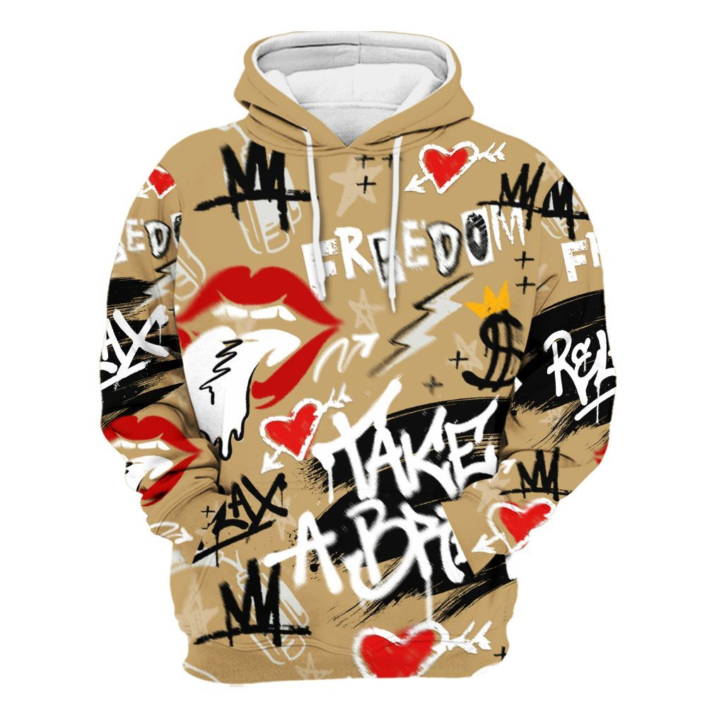 Hoodie To Match Black LD 1000 - Take Break Freedom Graffiti Streetwear All Over Print