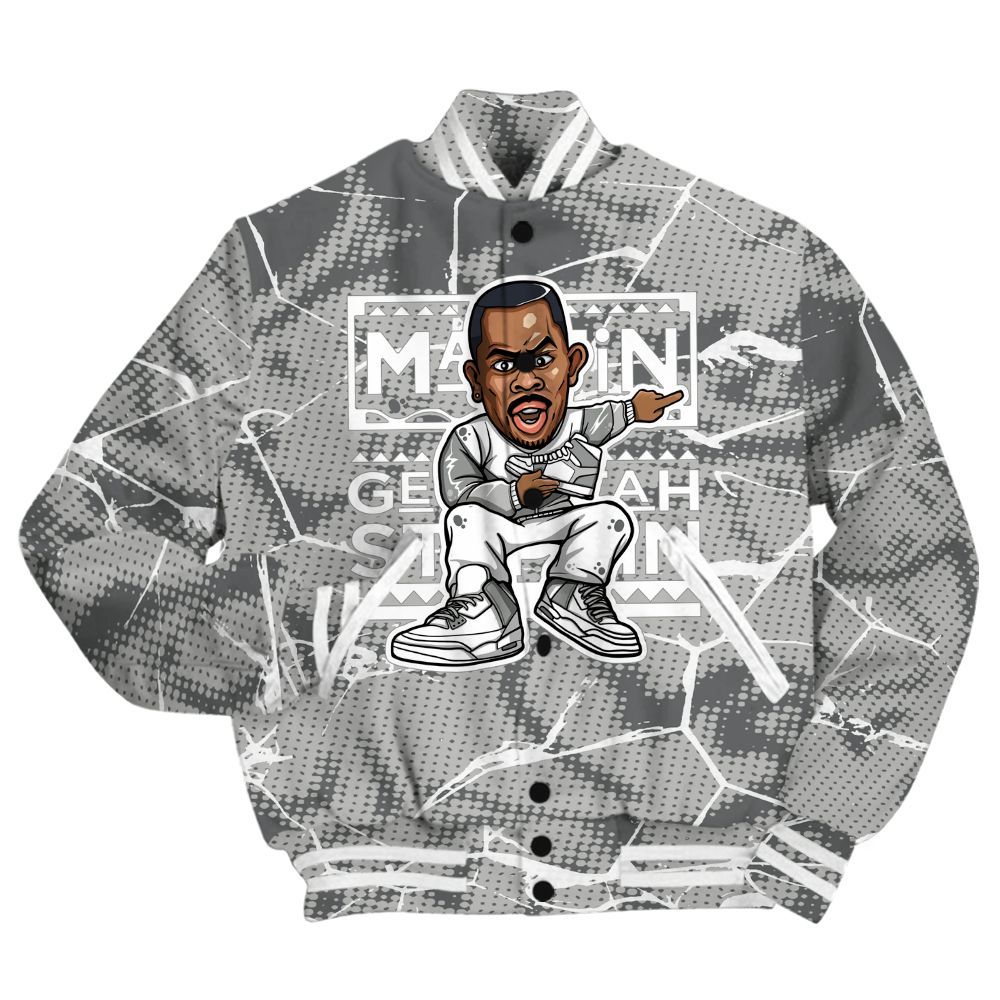 Varsity Jacket To Match Retro Wet Cement 4s Shirt - Get Tag Sneakers Steppin' Graphic Crack All Over Print