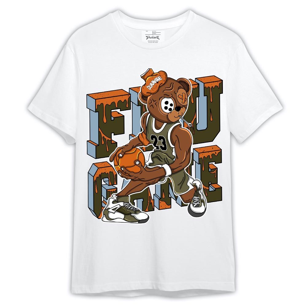 Shirt To Match Olive 5s - Graphic Flu Game Bear Shirt Outfit