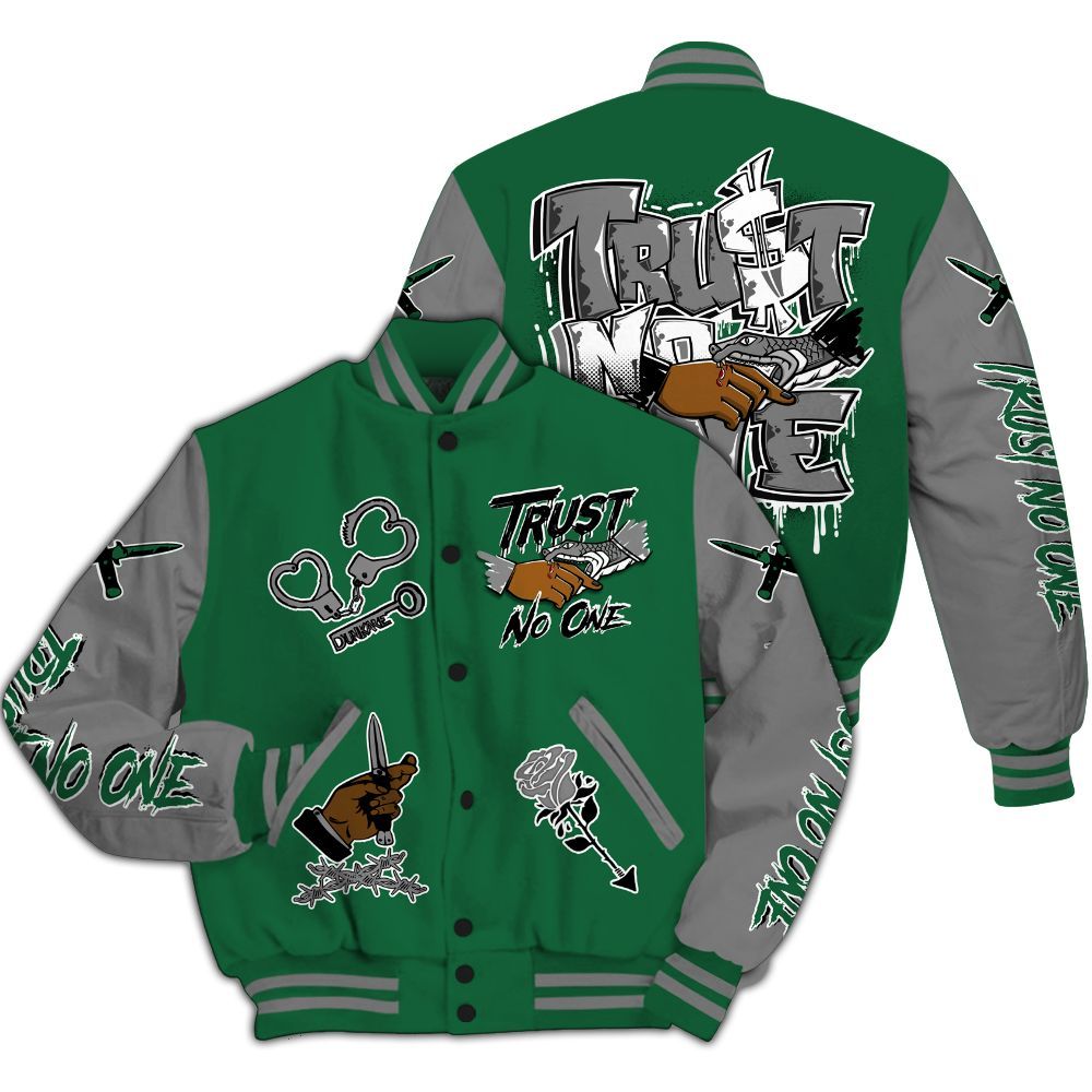 Varsity Jacket To Match High Gorge Green 1s - Trust No One Dripping All Over Print