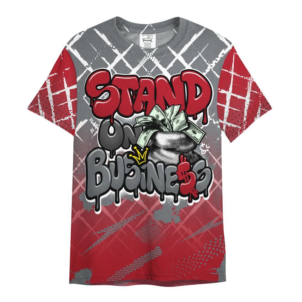 Shirt To Match Retro Fire Red 9s - Halftone Stand Business Dripping All Over Print