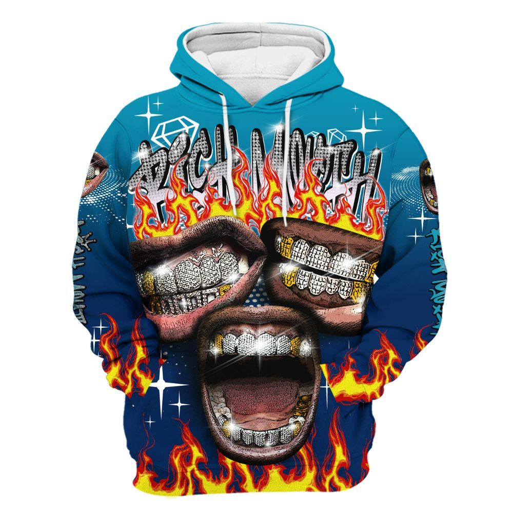 Hoodie To Match Kobe 5 X-Ray - Rich Mouth Fire Rap Retro 90s All Over Print