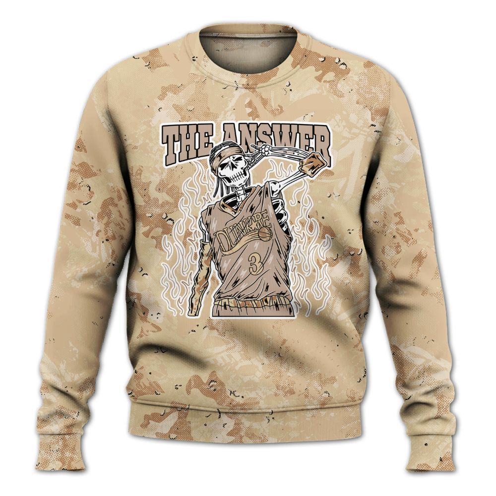 Sweatshirt To Match Desert Camo 3s - Allen Answer Skeleton Heart All Over Print