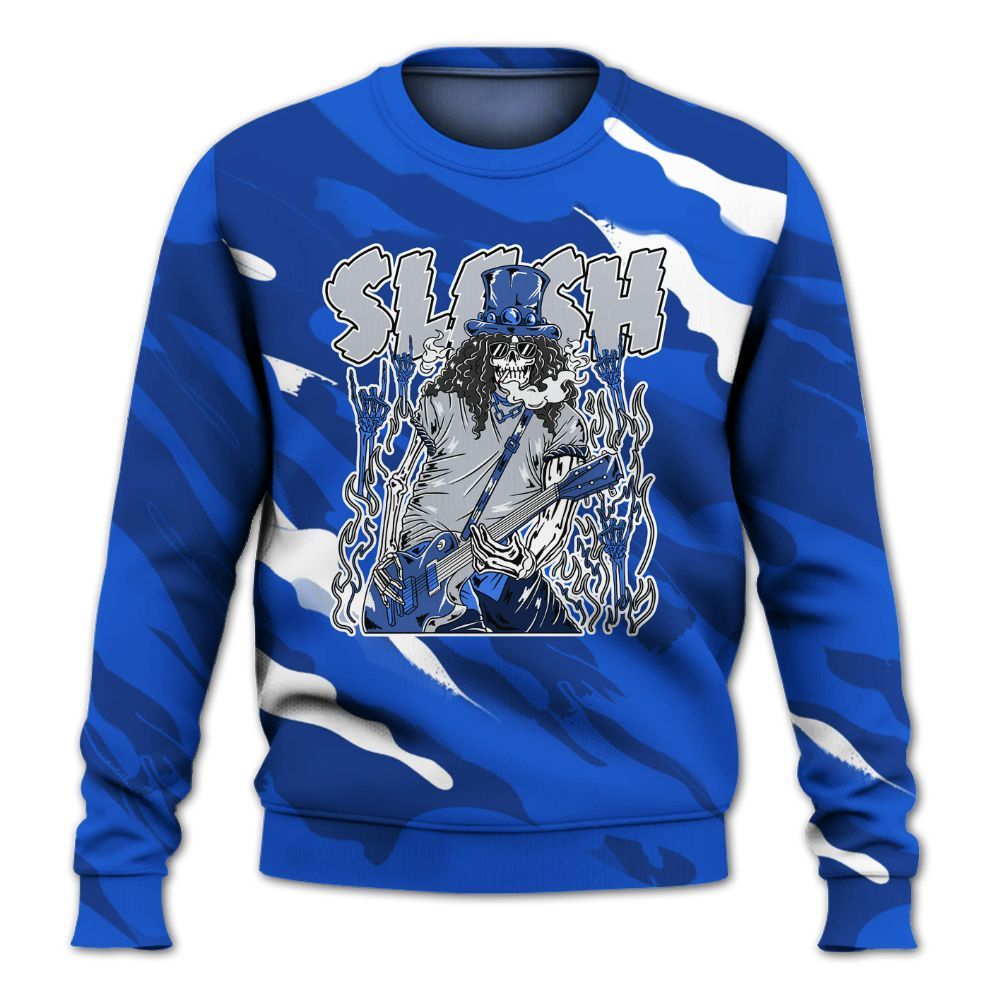 Sweatshirt To Match Air Foamposite One Royal - Slash Skeleton Colored All Over Print