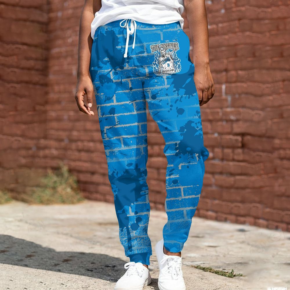 Sweatpant To Match Military Blue 4s - Allen Answer Skeleton Brick All Over Print