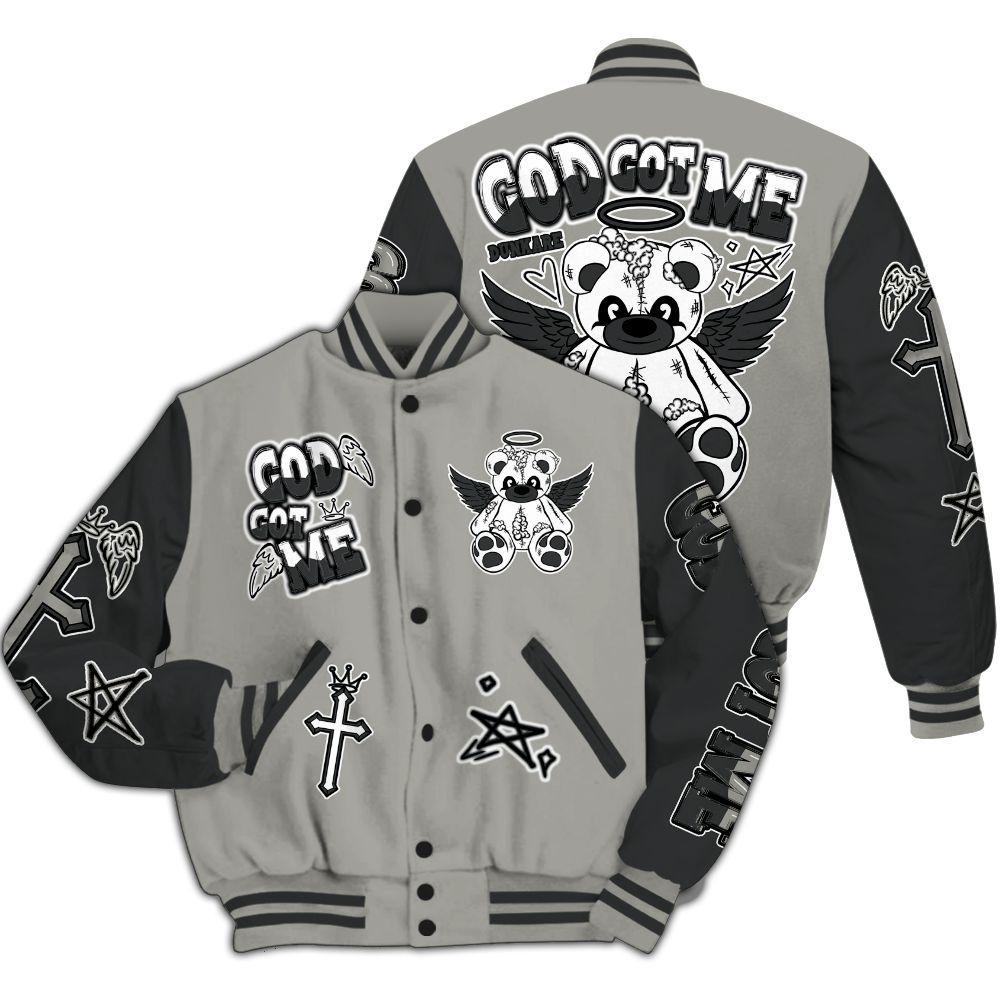 Varsity Jacket To Match High Satin Shadow 1s - Gods Guides Me Bear All Over Print