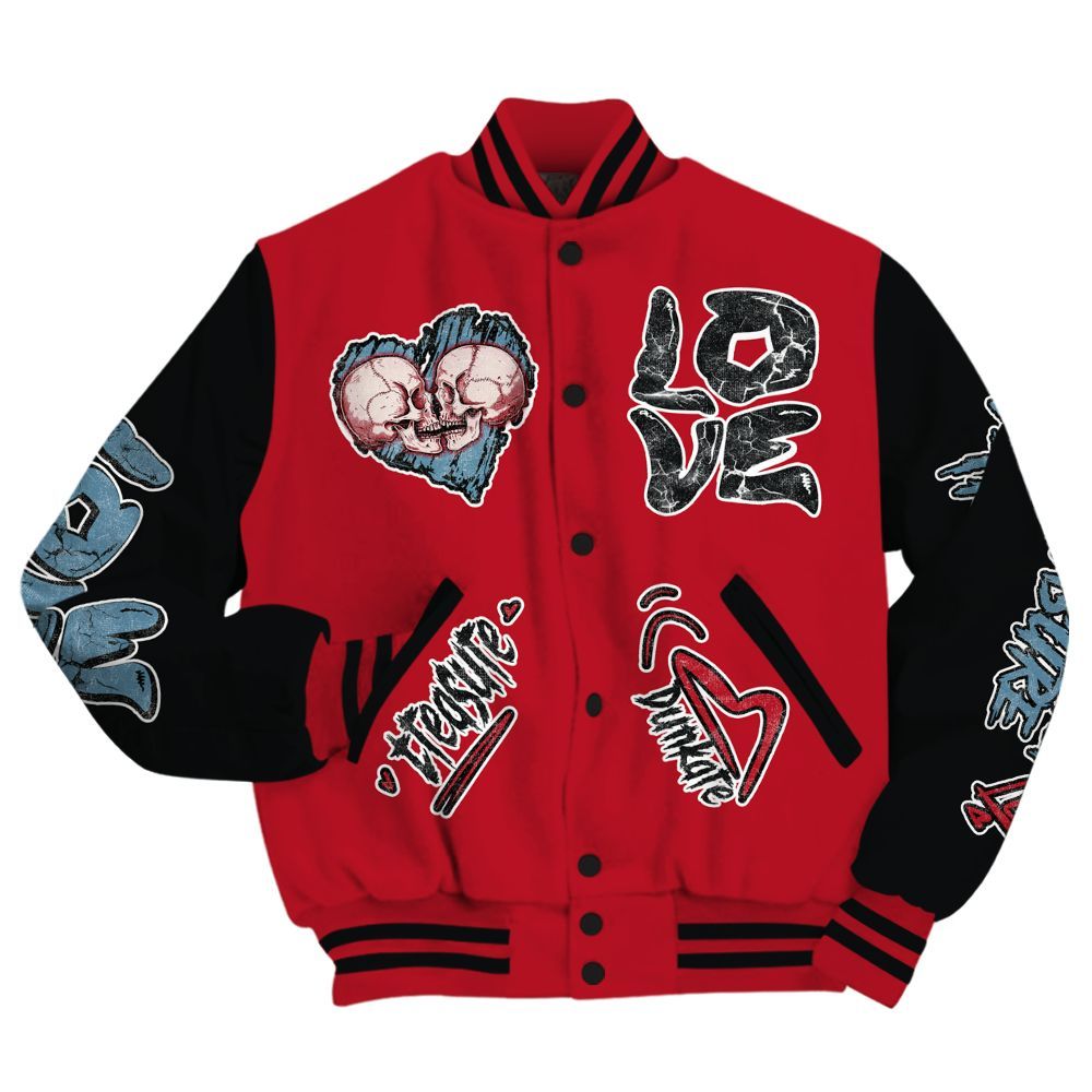 Varsity Jacket To Match Retro Raging Bull 5s - Skull Bear All Over Print