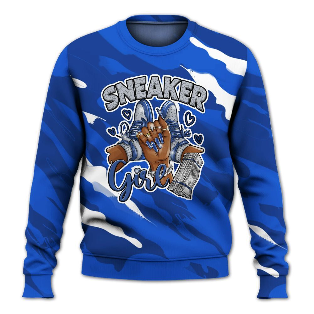 Sweatshirt To Match Air Foamposite One Royal - Sneakerz Girlz Colored All Over Print