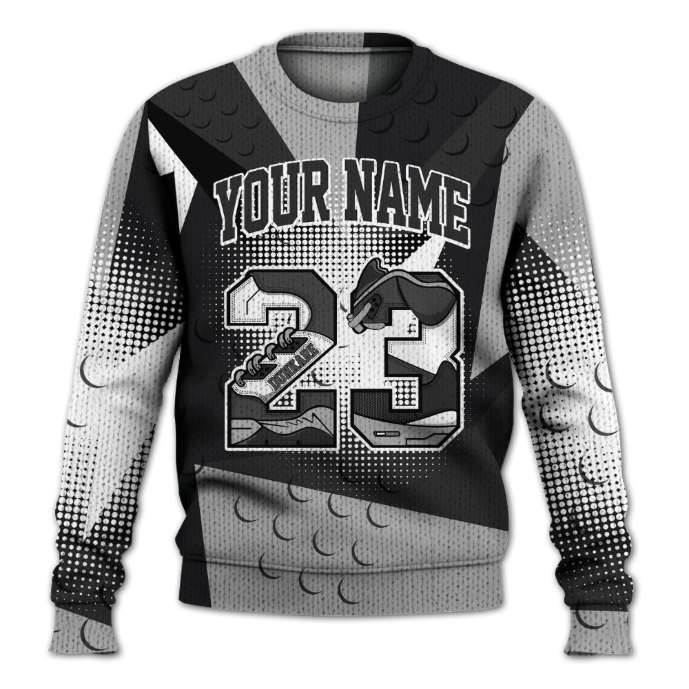 Knitted Sweater To Match White Thunder 4s - Poly Custom Name Number 23 5s