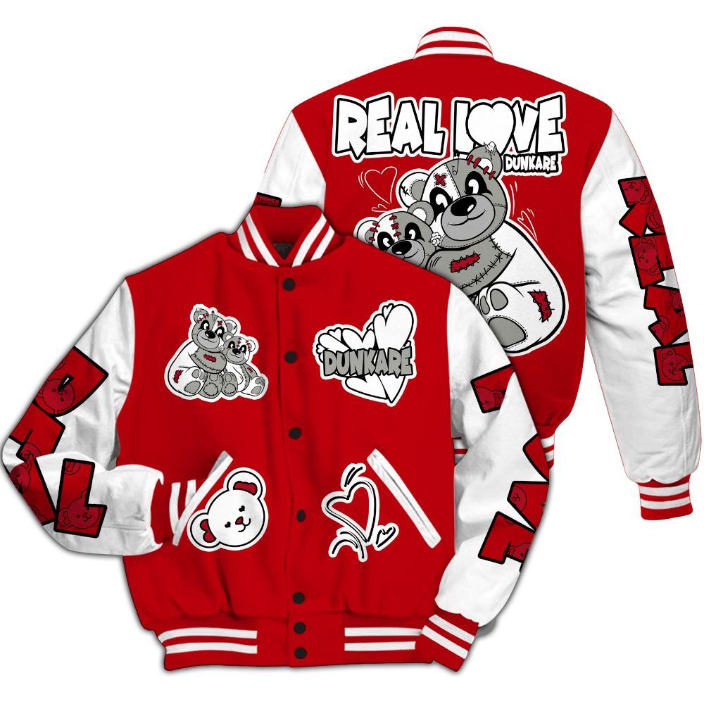 Varsity Jacket To Match Air Griffey Max Gray Reds 1s - Sincere Fondness Bear All Over Print