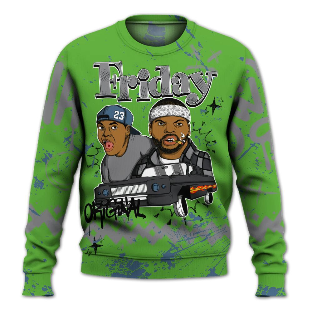Sweatshirt To Match Retro Green Bean 5s - Friday Sneaker Crayon All Over Print