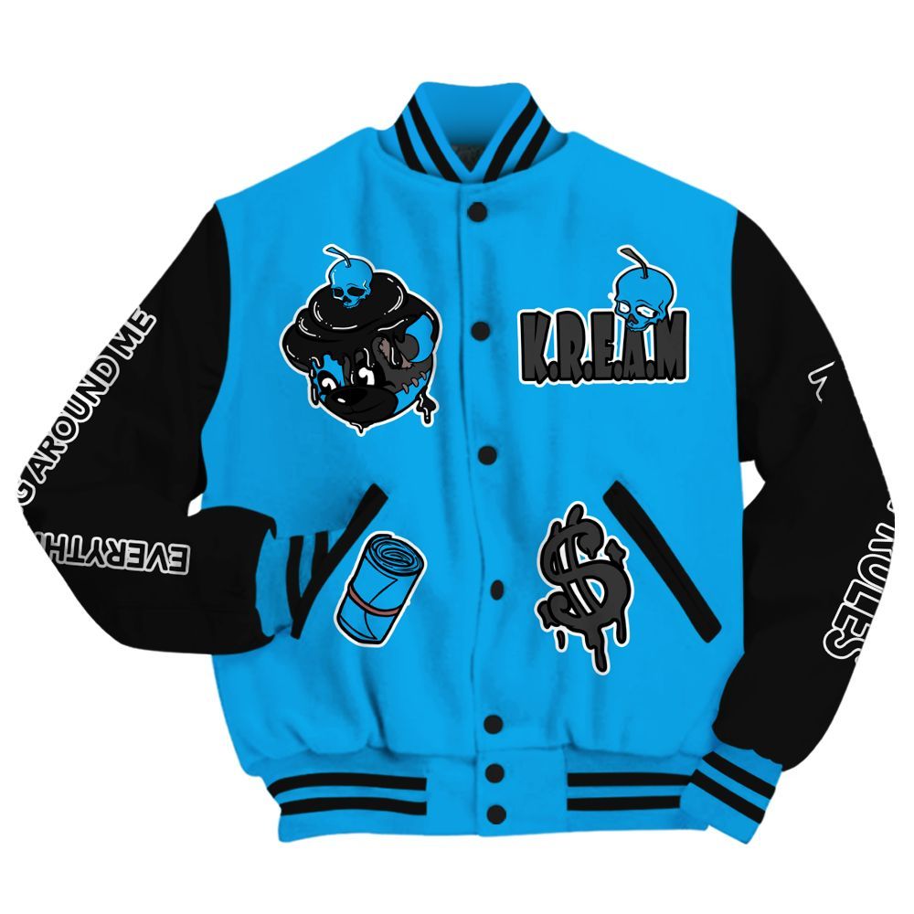 Varsity Jacket To Match Black University Blue 2022 13s - Loot Bear All Over Print