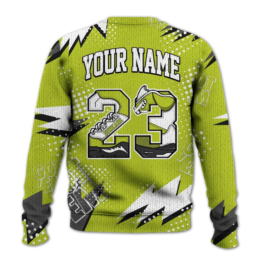 Knitted Sweater To Match Bright Cactus 13s - Custom Name Number 23 5s