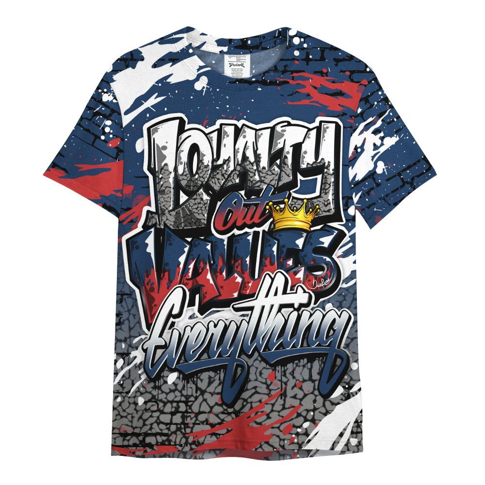 Shirt To Match SP Sport Royal 3s - Values Of Loyalty Drip All Over Print