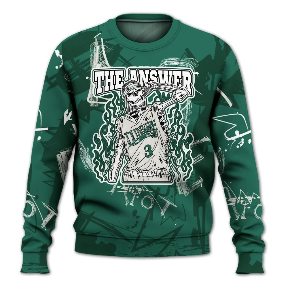 Sweatshirt To Match Oxidized Green 4s - Allen Answer Skeleton Messyz All Over Print