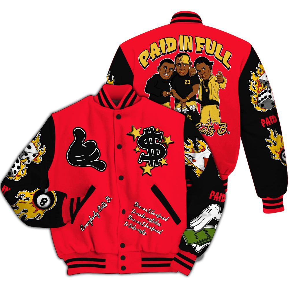 Varsity Jacket To Match KD 18 Air Bakin Shirt, Funny Everybody Paid In Full Graphic All Over Print