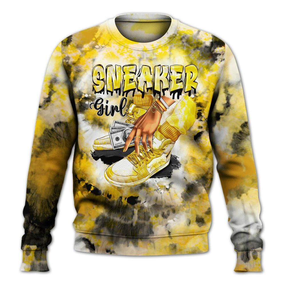 Sweatshirt To Match Low Yellow Python 11s - SNEAKER Girl Money Drip Tie Dye All Over Print