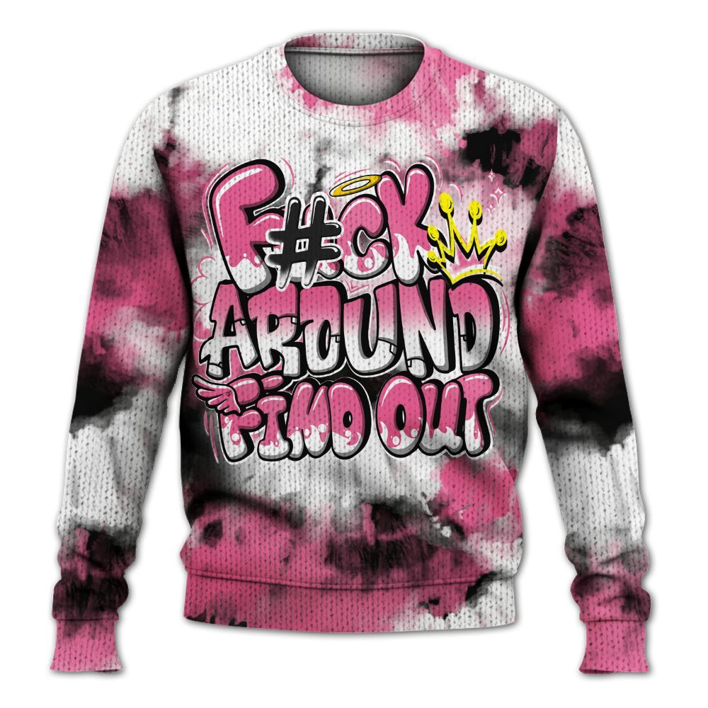 Knitted Sweater To Match Air Max SNDR Hyper Pink - Tie Dye FK Around Find Out