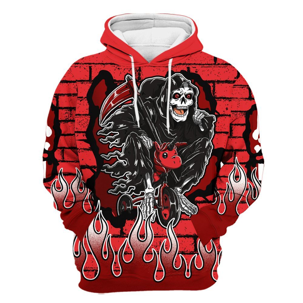 Hoodie To Match Chile Red 9s - Self Make Skeleton Crashed All Over Print