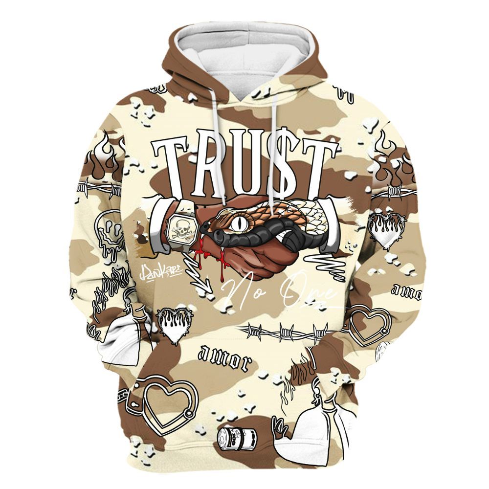 Hoodie To Match Desert Camo 3s Varsity Jacket, Snake Trust No One All Over Print