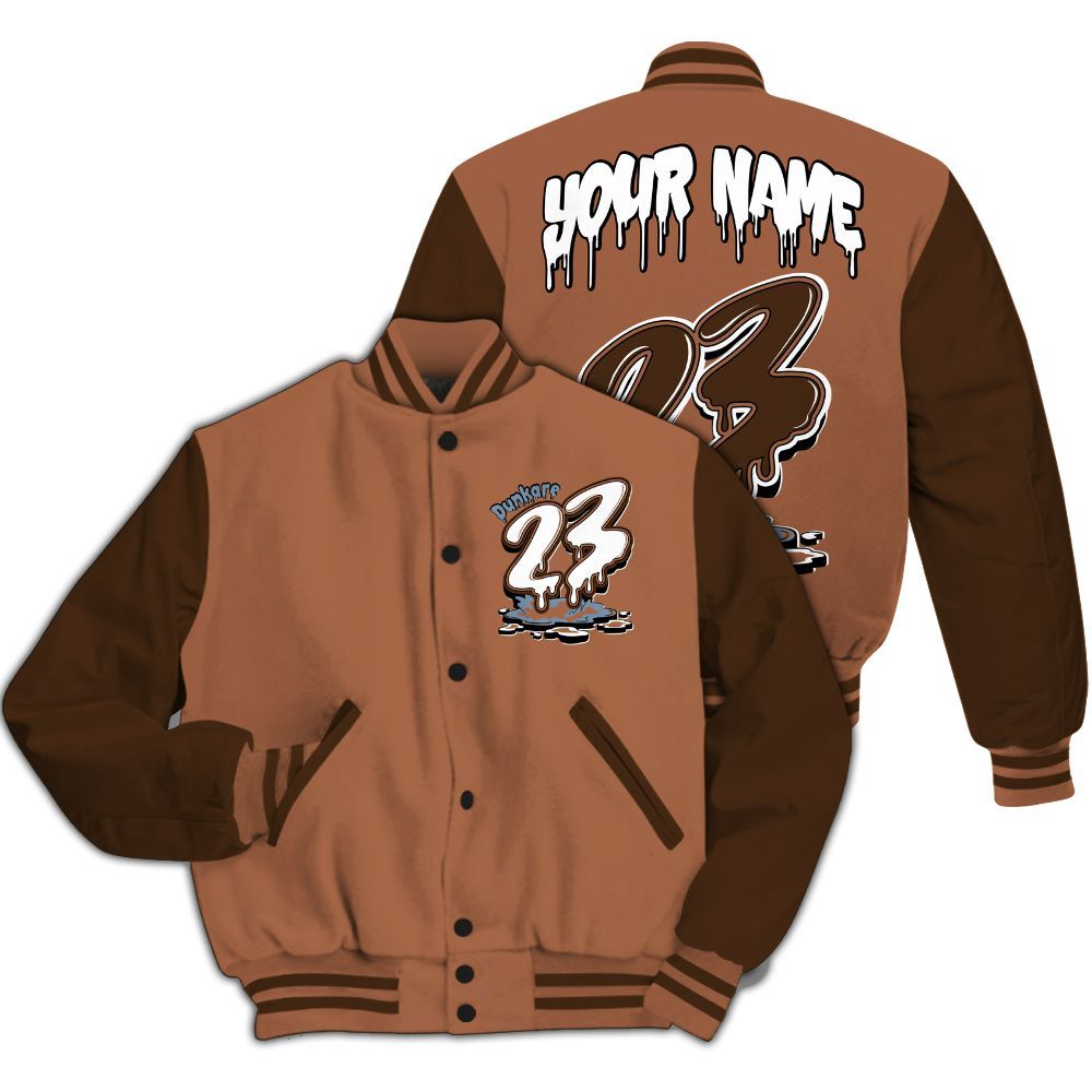 Varsity Jacket To Match Air Foamposite Metallic Copper - Custom Name 23 Drip All Over Print