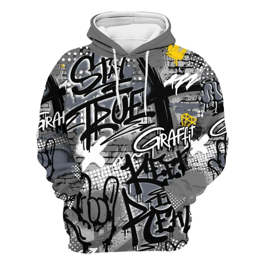 Hoodie To Match Cool Grey 6s - True It Real Graffiti Streetwear All Over Print