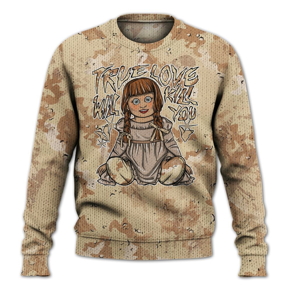 Knitted Sweater To Match Desert Camo 3s - Genuine Loves Bear Heart Grunge