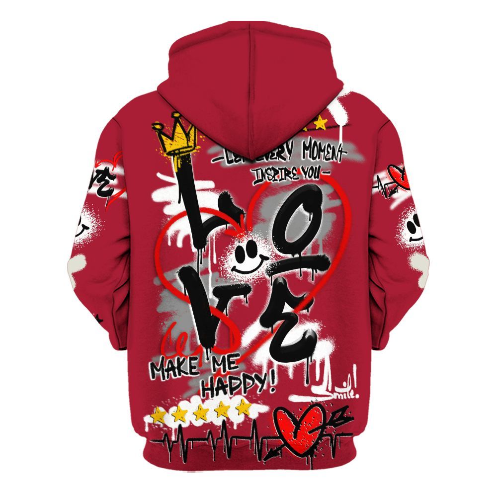 Hoodie To Match High OG Black Toe Reimagined 1s - Happy Love Beats Graffiti Streetwear All Over Print