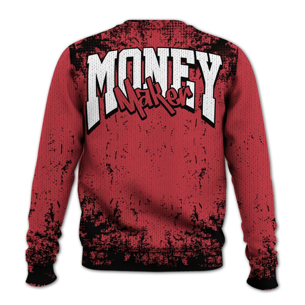 Knitted Sweater To Match High OG University Red Dark Powder Blue 1s - Move In Silence Money Street Retro