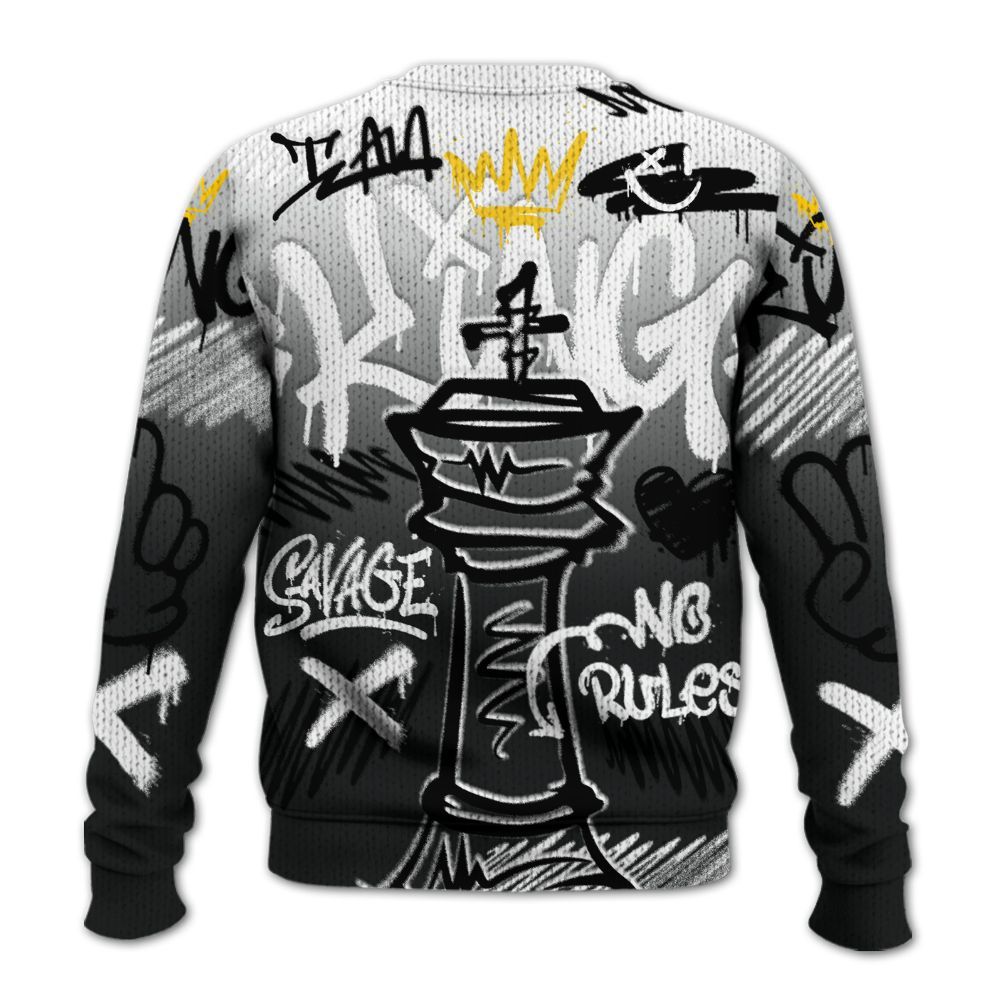 Knitted Sweater To Match Low 85 Metallic Black 1s - Street King Chess Streetwear