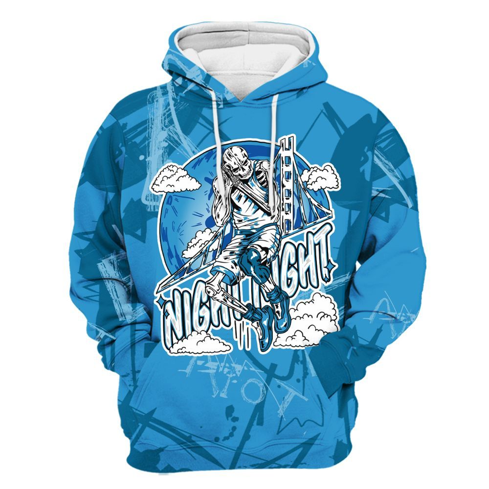 Hoodie To Match Powder Blue 9s - Seeya Skeleton Messyz All Over Print