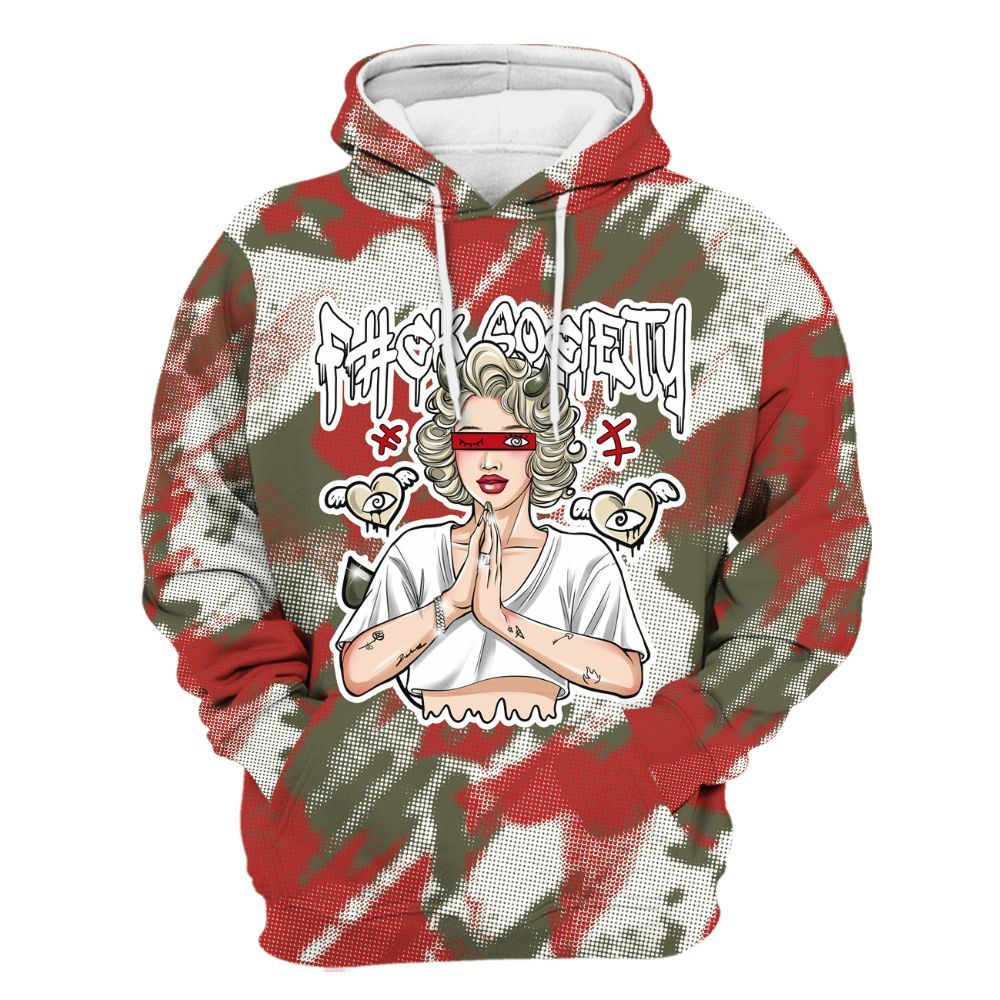 Hoodie To Match Low OG Medium Olive 1s - F#ck Xociety Halftone All Over Print