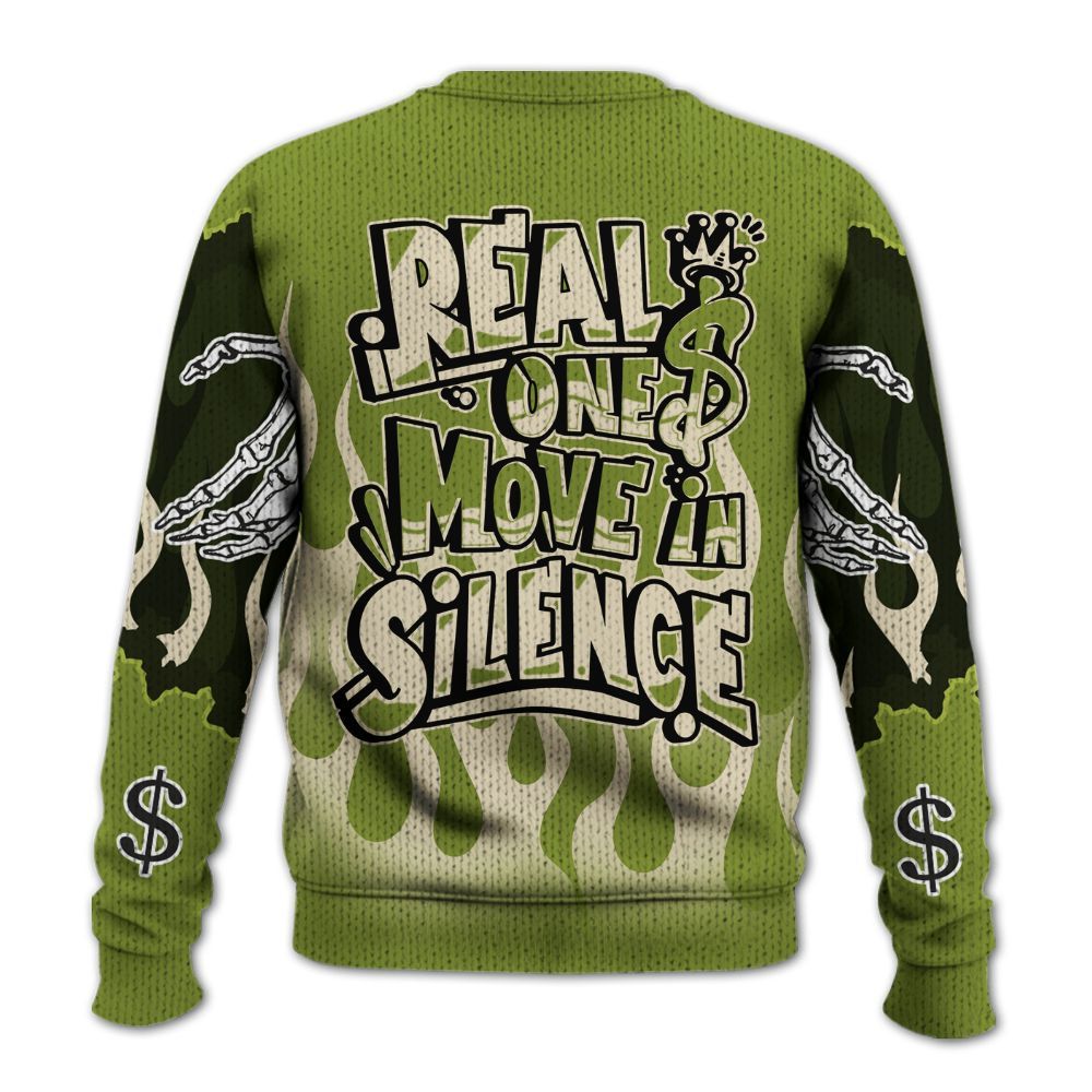 Knitted Sweater To Match SB Dunk Low Asparagus - Ones Move In Silence Graphic Trapped