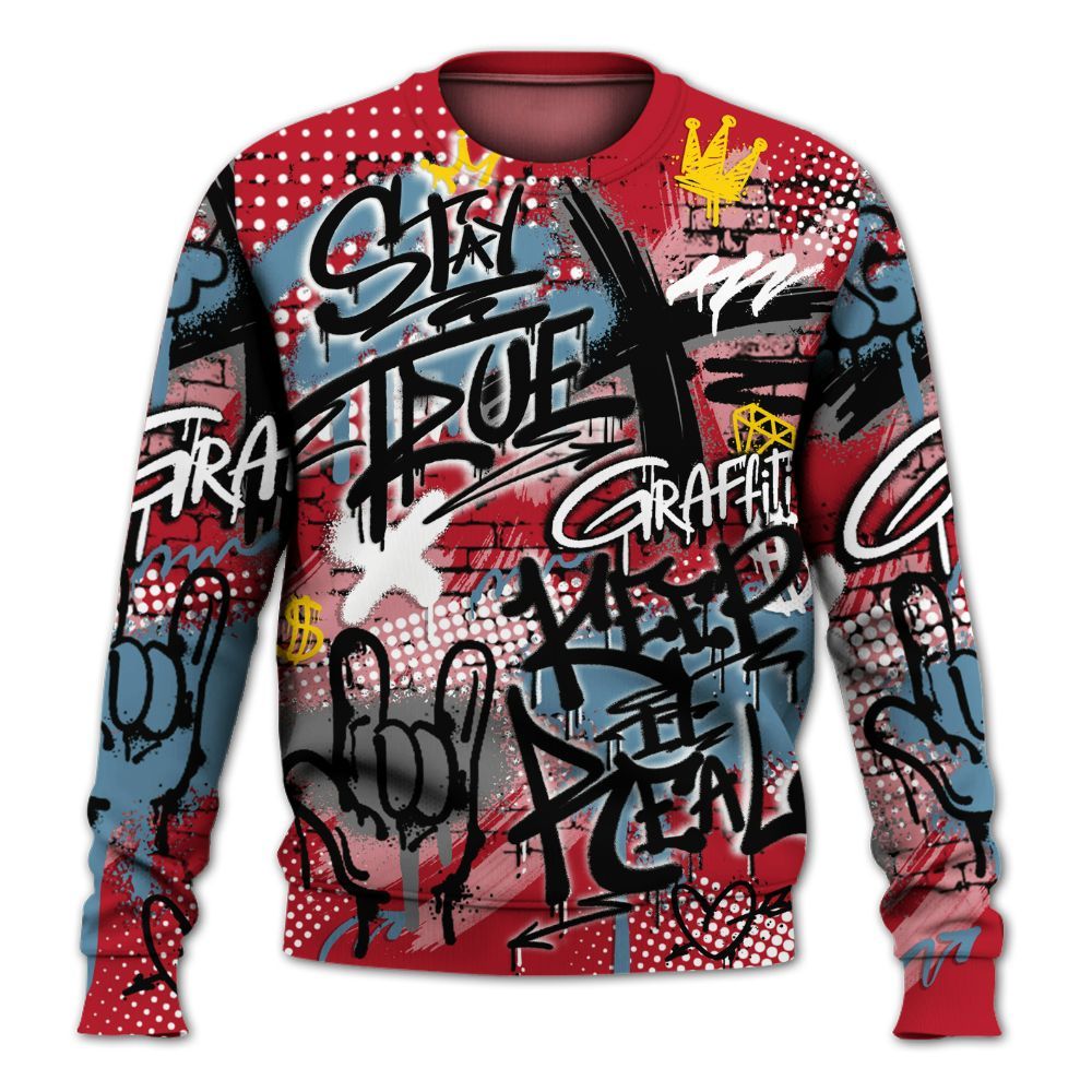 Sweatshirt To Match Retro Raging Bull 5s - True It Real Graffiti Streetwear All Over Print