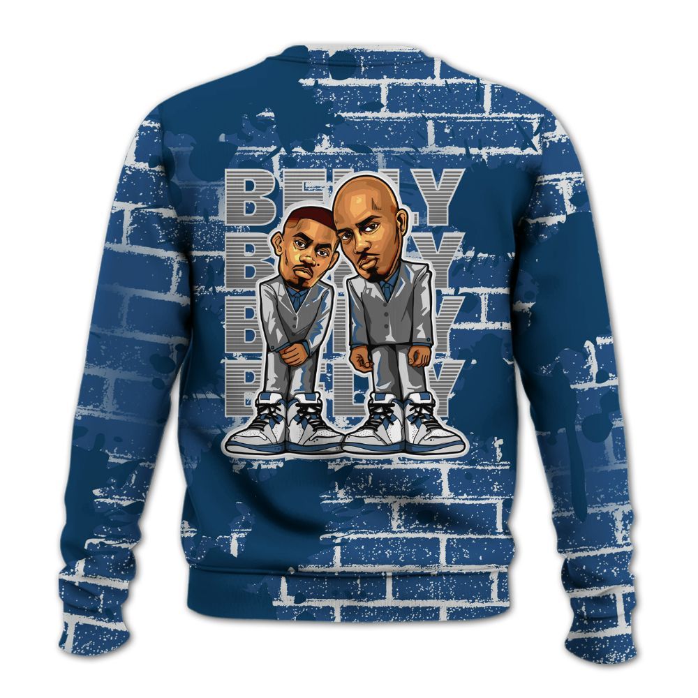 Sweatshirt To Match High OG Midnight Navy 1s - Belly Sneakers Graphic Halloween All Over Print