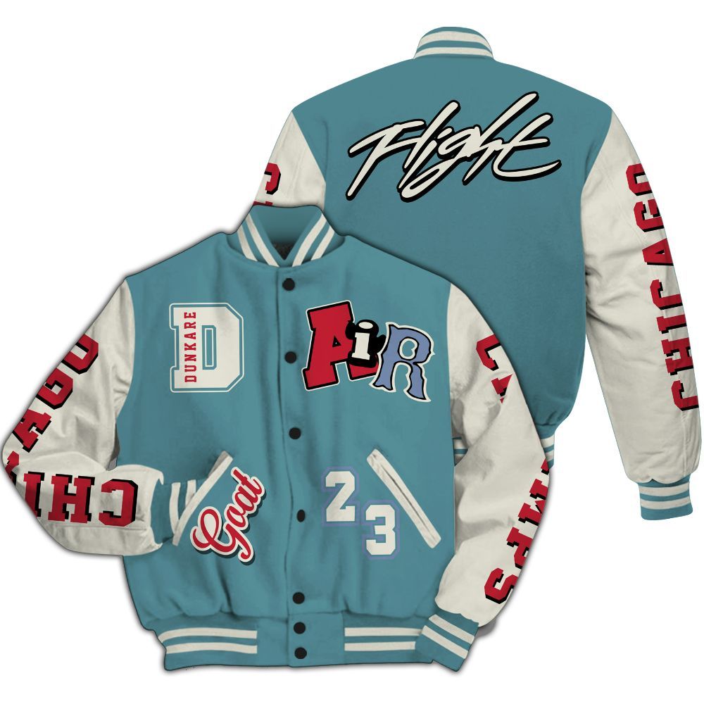 Varsity Jacket To Match Dunk Low Denim Turquoise Royal - AIR Number 23 GOAT All Over Print